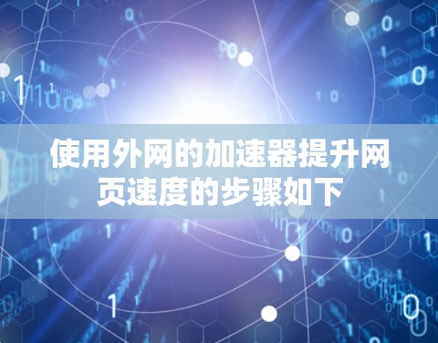 使用外网的加速器提升网页速度的步骤如下