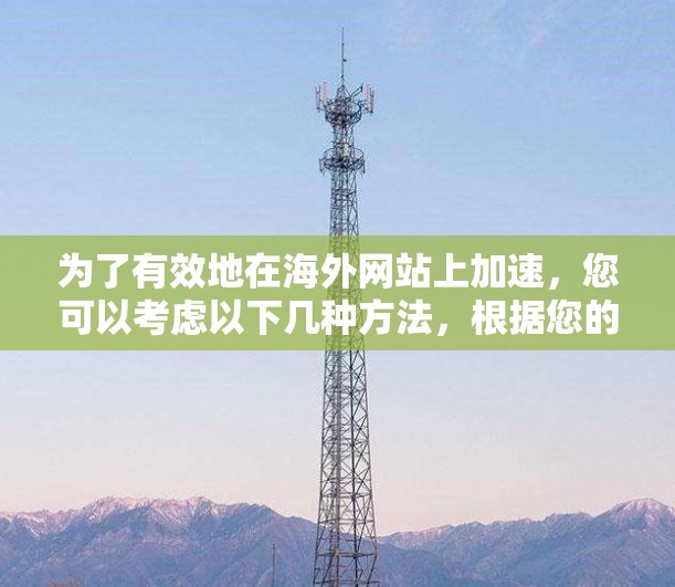 为了有效地在海外网站上加速，您可以考虑以下几种方法，根据您的具体需求和能力选择最适合的工具