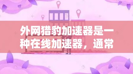 外网猎豹加速器是一种在线加速器，通常用于提升电脑或手机的性能。它通过网络加速技术，将原始文件转换为更易于处理的形式，例如压缩或分片，从而提高文件处理速度