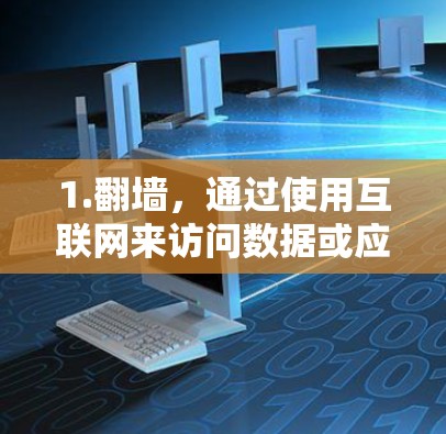 1.翻墙，通过使用互联网来访问数据或应用，可能是为了进行特定业务或数据处理