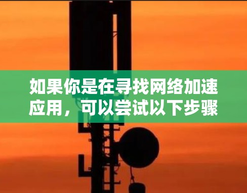 如果你是在寻找网络加速应用，可以尝试以下步骤