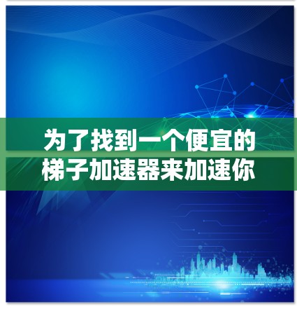 为了找到一个便宜的梯子加速器来加速你的软件，以下是一个有条理的指南，帮助你做出选择