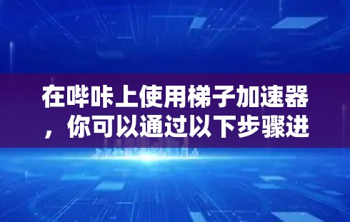 在哔咔上使用梯子加速器，你可以通过以下步骤进行