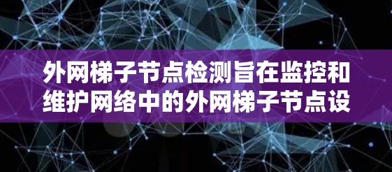 外网梯子节点检测旨在监控和维护网络中的外网梯子节点设备，确保它们正常工作以防止网络中断或性能下降。以下是对这一主题的详细分析和总结