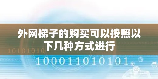 外网梯子的购买可以按照以下几种方式进行