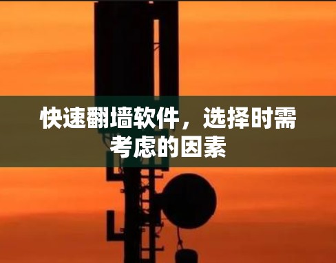 快速翻墙软件，选择时需考虑的因素
