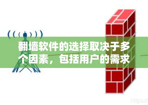 翻墙软件的选择取决于多个因素，包括用户的需求、预算、网络类型以及使用的设备。以下是一些综合考虑的因素和推荐的翻墙软件