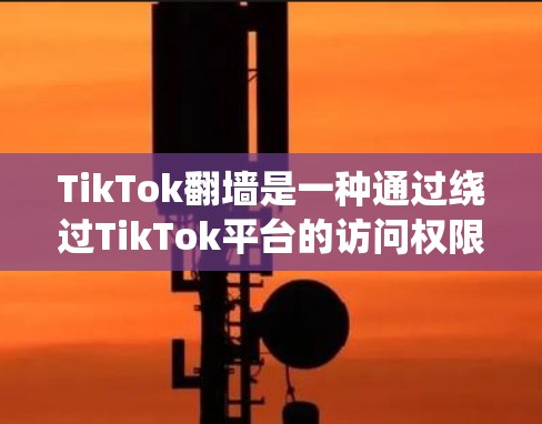 TikTok翻墙是一种通过绕过TikTok平台的访问权限限制，访问某些被禁止的视频或内容的方法。以下是对TikTok翻墙的详细步骤和信息